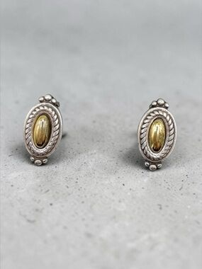 Brighton Retired Clip On Two Tone Earrings Excellent Condition 1076